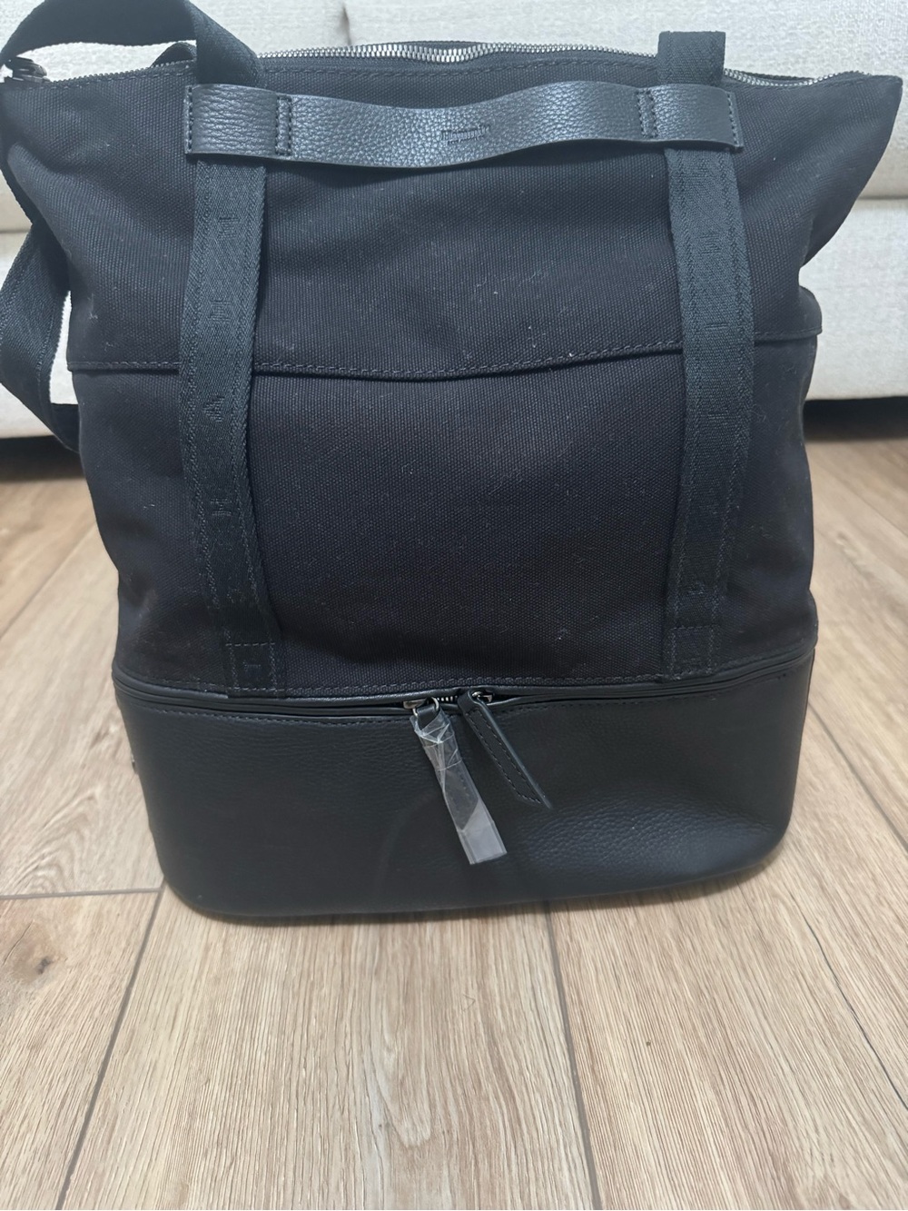 Hammitt Black Canvas Tote with Leather Bottom